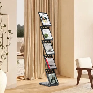 Foldable Magazine Floor Stands Multi Layers Brochure Newspaper Display Rack - Picture 1 of 17