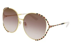 Gucci GG0595S 009 Gold/Brown Gradient Oversized Round Women's Sunglasses - Picture 1 of 3