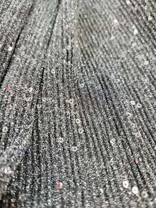 Fabric By The Yard Gray Bridal Embroidery Sequin On Stretch Pleated Fashion - Picture 1 of 9