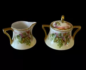 Sugar Bowl & Creamer w Lid Vintage Imperial PsL La France Austria Hand Painted - Picture 1 of 12