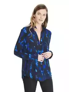 Banana Republic Dillon-Fit Ruffle Cuff Blouse, Navy, Polyester, Size M, NWT - Picture 1 of 7