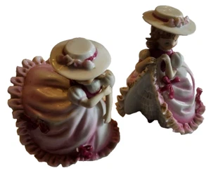 2 LEFTON 3080 PINK Bloomer girls from the 1950s Girl figurine Ribbons Bows hat - Picture 1 of 12