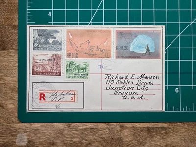 Indonesia Irian Barat 1964 cubierta registrada a EE. UU. a través de PNG y Australia Transit Foto 1 de 4