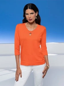 Pullover orange 38 Heine Damen Feinstrick-Pullover mit Cut-Out - F157 - Bild 1 von 3