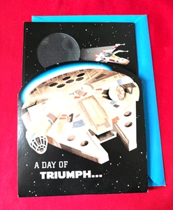 3D STAR WARS B-DAY Greeting Card Hallmark New Old Stock - Picture 1 of 1
