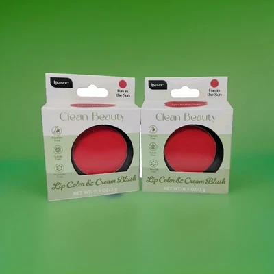 2 B Pure Clean Beauty Lip Color & Cream Blush FUN IN THE SUN Dark Red - Image 1 of 4