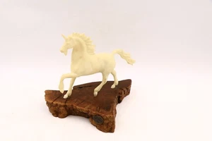 Vintage John Perry Unicorn Horse Figurine Burlwood Base - Picture 1 of 8