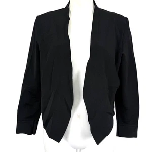 MM Lafleur Womens Black Tight Knit Stretch Rayon Cardigan Jacket Open Sweater M - Picture 1 of 16