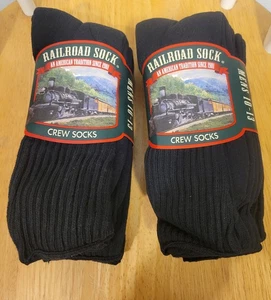 6 pares / Calcetines negros The Railroad Crew / HECHOS EN EE. UU. / 85% algodón talla 10-13 - Imagen 1 de 4