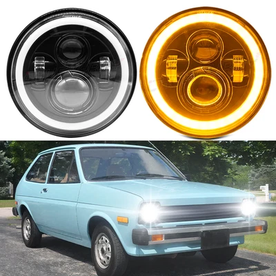 适用于福特嘉年华 1978 1979 年 1980 年对 7 英寸圆形 LED 车头灯高低光束 — 第 1/4 张图片