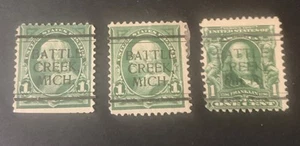 Battle Creek,Mich. Precancel 1898,1902 1c Green PSS# L-1 E 3pcs. - Picture 1 of 1