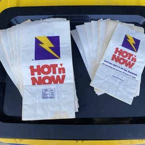 Posten 24 Vintage seltene Hot N' Now 80er 90er Burger Papersäcke 14 x klein, 10 x groß - Bild 1 von 12