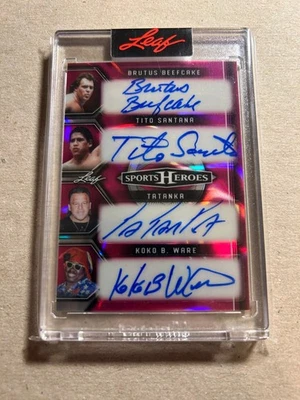 2025 Leaf Sports Heroes Auto Purple Lava 1/1 Beefcake Tito Santana Tatanka Koko - Image 1 of 2