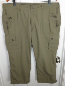 Clothing Arts Cargo Pants P-Cubed Pick Pocket Proof Green Size 40x27 Cropped - Picture 1 of 4