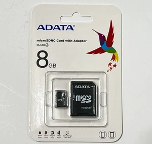 ADATA Micro SD HC Card 8GB Memory card & adapter NEW digi camera gopro digital - Picture 1 of 2