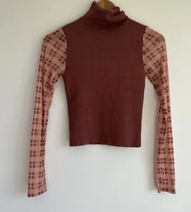 ZARA Womens Size M Knit Crop Jumper Top Sheer Sleeve Roll Neck - Picture 1 of 4