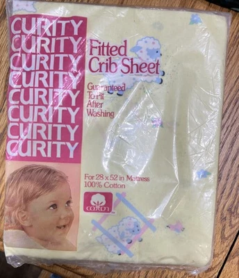 Vintage Baby Animals Fitted Crib Sheet CURITY - 100% Cotton - 28x52” Mattress - Image 1 of 2
