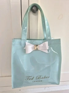 Ted Baker aqua colour summer hard plastic bag with cute bow - Picture 1 of 7