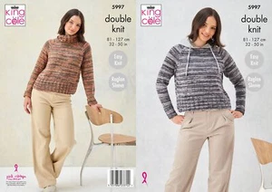King Cole Pattern 5997 - Sweaters - Knitting - DK - Round neck - V neck - Ladies - Picture 1 of 2