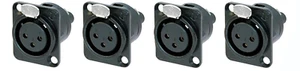 (4 Pack) Neutrik NC3FD-S-1-B XLR Mic Female Black/Gold Panel Mt Screw Terminal - Picture 1 of 2