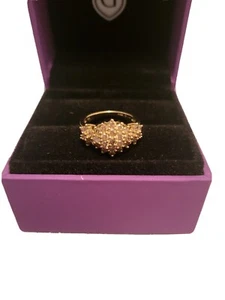 10k Yellow Gold 1ct Natural Champagne Diamond Cluster Ring Size J/K - Picture 1 of 4