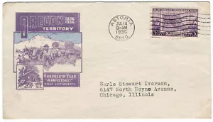 UNITED STATES 1936 Very Fine Cover from Astoria to Chicago #USC12 - Picture 1 of 1