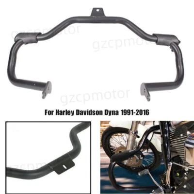 Barra de protección contra choques de carretera de motor de acero negro para Harley Davidson Dyna 1991-2016 Foto 1 de 4