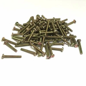 (PKG of 100) 6-32 x 1” Machine Screw, Slotted Pan Head, Steel Zinc Yellow - Picture 1 of 2
