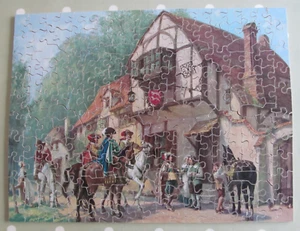 VINTAGE WOODEN VICTORY ARTISTIC GOLD BOX JIGSAW PUZZLE THE UNEXPECTED PARTY - Picture 1 of 12