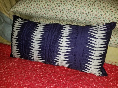 NWT DKNY 11"x22" Accent Pillow INDIGO Violet Pleated 100% Cotton Feather Cushion - Image 1 of 4