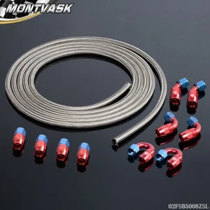 New Fit For AN8 8AN Stainless Steel Braided Oil Fuel Hose Line Pipe Kit 5 Meters - Bild 1 von 8