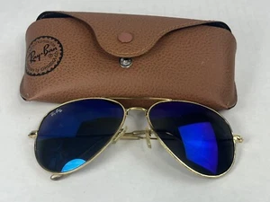 Gafas de sol RAY-BAN aviador marco dorado grandes 62 mm lente azul RB3026 con estuche - Imagen 1 de 15