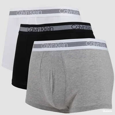 CALVIN KLEIN Boxer rinfrescante da uomo 100% autentico confezione da 3 nero/bianco/grigio