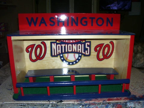 Washington Nationals Bobble heads display case Airbrushed logos Ball & W felt fl Cover