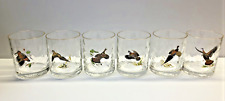 Rare Ned Smith Wild Game Birds Vintage Low Ball Gold Rimmed Glasses Tumbler NOS