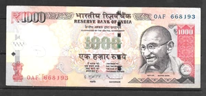 INDIA, 1000 RUPEE, NOTE, CURRENCY,PAPER MONEY, CIRCULATED, MAHATMA GANDHI - Picture 1 of 1