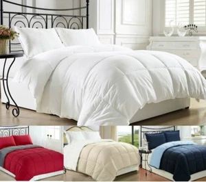 Luxury Reversible Premium Goose Down Alternative Comforter - 6 Sizes 10 Colors  - Picture 1 of 9