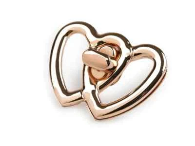 Taschenverschluss Herz Drehverschluss 35 x 48mm gold - Bild 1 von 3