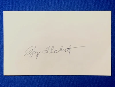 RAY FLAHERTY HOF SIGNED 3x5 INDEX CARD NY GIANTS NFL CHAMPION PSA DNA - Image 1 of 3