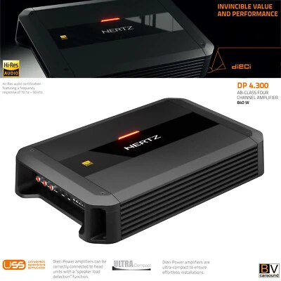 Hertz Dieci Power DP 4.300 Verstärker 4 Kanal 75/105 Watt RMS 4/2 Ω AB-Class - Bild 1 von 4
