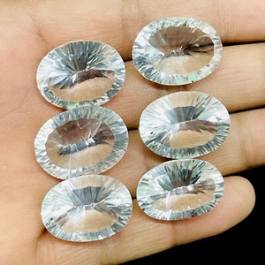 6 Pcs Natural White Quartz 20.7-22mm Oval Concave Cut Lusturous Loose Gems Lot - Picture 1 of 12