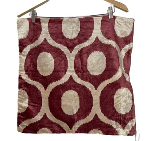 pottery barn carmen velvet pillow cover 18x18" wine cream geometric print NWOT - Picture 1 of 4