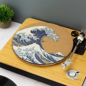 The Great Wave of Kanagawa Art Record Player Slip Mat Turn Table DJ Slip Mat - Picture 1 of 4