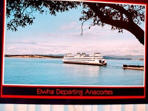 PHOTO POST CARD FERRY ELWHA DEPARTING ANACORTES WA 