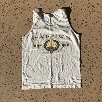 Vintage Cancun Mexico Single Stitch Tank Top - Size: Large - Image 1 of 4
