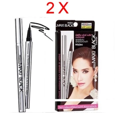 2 x Mistine Maxi Delineador de Ojos Negro Duradero, Impermeable, A Prueba de Sudor Hermoso Foto 1 de 3