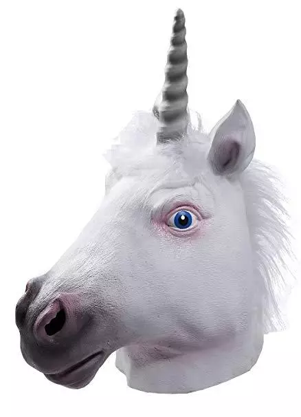Unicorn Mask White Latex Full Head Mythical Creature Fantasy Mask  - Image 1 of 1