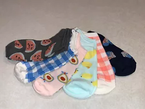 Old Navy Womens Ankle Socks 6 Pack Strawberry Watermelon Lemons NWT - Picture 1 of 3