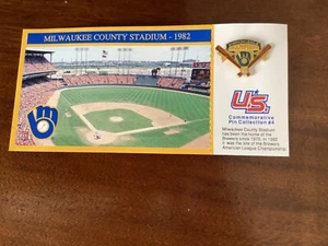 1982 MILWAUKEE BREWERS COMMEMORATIVE PIN COUNTY STADIUM AL CHAMPS - Picture 1 of 2