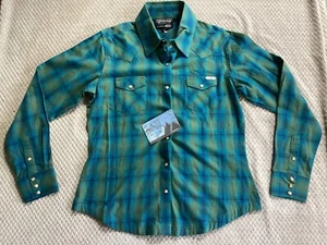 Powder River Outfitters Women's Plaid Long Sleeve Snap Button-Up Shirt Large NwT - Picture 1 of 9